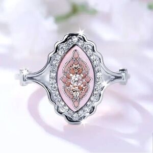 Inlay Design Mother Of Pearl Diamond Ring